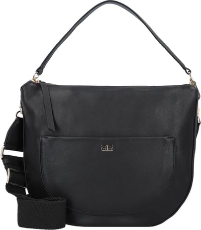 abro Leren Schoudertas Leather Dalia Hobo Bag Clara Black / Gold Zwart