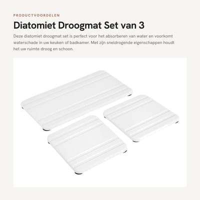 Dailygoods- Diatomiet Droogmat - 3 Stuks - Waterabsorberend - Sneldrogend - Verhoogde Voetsteunen - Eenvoudige Reiniging - Onderzetters
