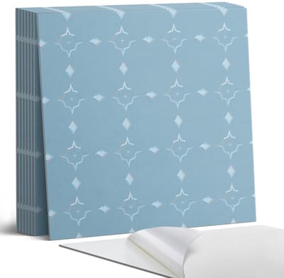 Coloray Plaktegels - Geometrisch ruitpatroon Portugese Tegels - 30 cm x 30 cm - Blauw Plaktegels - 9 stuks - Vierkant PVC Tegels - Plaktegels Keuken - Zelfklevende Vloertegels - Vinyl Tegels Zelfklevend - Zelfklevende Tegels
