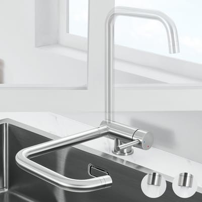 ANYCEE MAX Keukenkraan Opvouwbaar - Kraan Keuken Met 2 straalsoorten - 180° Opvouwbaar + 360° Draaibare Keukenkraan - Zwarte Keukenkraan