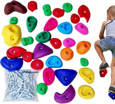 Klimgrepen Set - Klimwand Onderdelen - Kinderen Klimmen - Inclusief Bevestigingsmateriaal - 325 x 296 cm - Kleurrijk