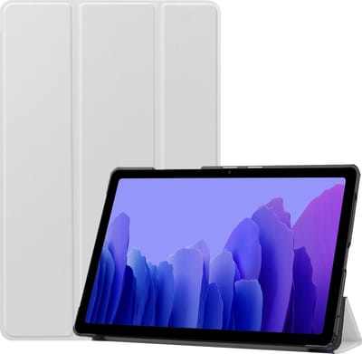 Hoesje - Geschikt voor Samsung Galaxy Tab A7 (2020) - Dun & Stevig - Hardcover Book Case - Trifold Bookcase Hoes - Hard Cover - Tablethoes - Wit