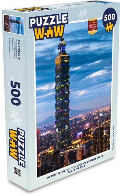 Puzzel De Taipei 101 met uitzicht over een gedeelte van de Aziatische stad - Legpuzzel - Puzzel 500 stukjes