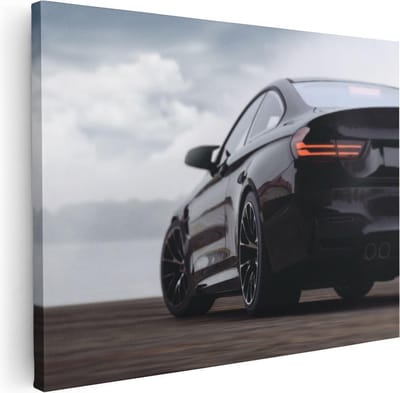 Artaza Canvas Schilderij Sportwagen - 40x30 cm - Klein - Muurdecoratie Auto Industrieel - Wanddecoratie Woonkamer - Kamer Accessoires