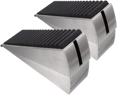 Deurstoppers 2-pack - Deurwiggen set - Deur Open Houden - Antislip Rubberen Onderkant - 12.8 cm - Zilver