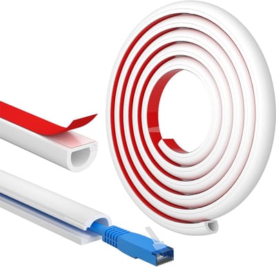 OUYLAF 2m kabelgoot - zelfklevende kabelgoot - Cable Management - Mini-kabelgoot voor wandmontage - Vlamvertragend - Overschilderbaar - Wit