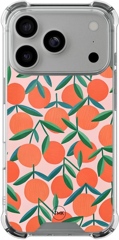 Shockproof hoesje geschikt voor Apple iPhone 17 Pro - Sweet oranges - Schokbestendig - Verhoogde randen - TPU case - Extra Sterke Back Cover - Print - Transparant, Oranje