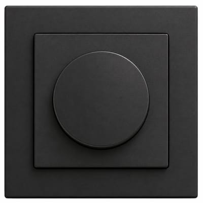 Schneider Merten Draaidimmer 40-400W Mat Zwart - Inclusief Compatibele Afdekking en Afdekraam