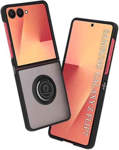 Hoesje geschikt voor Samsung Galaxy Z Flip 7 - Techsuit Glinth Back Cover met ring en magneet - Zwart