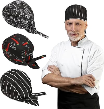 3 Stuks Koksmutsen - Unisex Hoofddoeken - Te Gebruiken als Hoofddoek, Sjaal, Lint, Keuken en Cateringmuts
