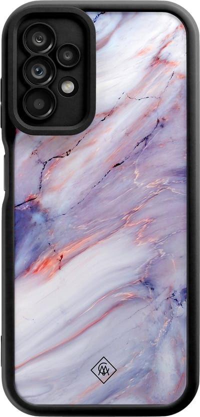 Casimoda® hoesje - Geschikt voor Samsung Galaxy A23 - Marmer Paars - Zwart TPU Backcover - Marmer - Paars
