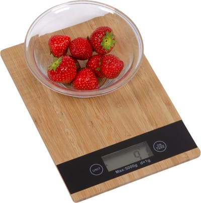 5Five Keukenweegschaal - bamboe - max 5 kilo - Precisie weegschaal - met LCD-scherm