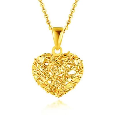 18K Gouden Hanger Vrouwelijk Kleur Goud Ketting Vrouwelijk Roségouden Hanger Enkele Hanger Hartvormig Hol Au750 Liefde Sleutelbeenkettinkje AU750 beige