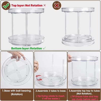 Famanu - Keuken organizer 27 cm 2 lagen transparant draaibaar kruidenrek