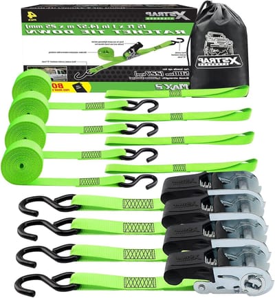 Ratel Spanbanden - Spanbanden - Vastzetten Lading - Ergonomische Handgrepen - 15ft x 1in - Groen