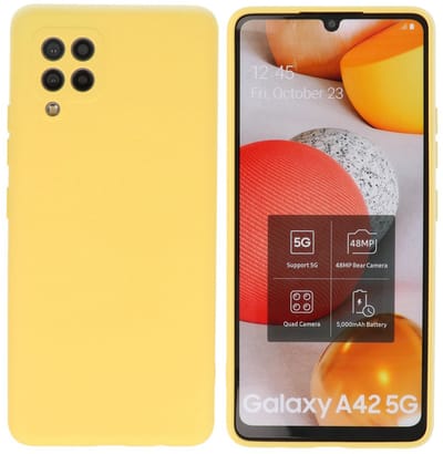 Hoesje Geschikt voor de Samsung Galaxy A42 5G - Fashion Color Backcover Telefoonhoesje - Geel