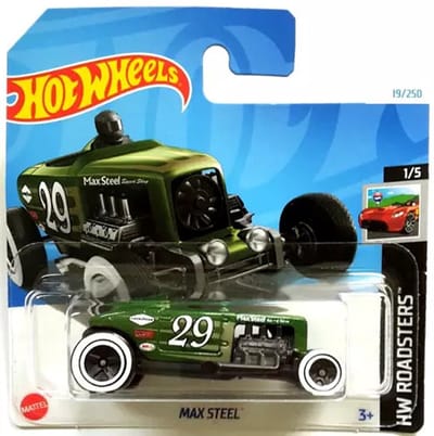 HOT WHEELS MAX STEEL RACING/GREEN 19/250 1:64 HW ROADSTERS 1/5