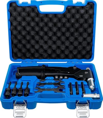 Klinknageltang Set - Nietpistool - Bevestigen van metalen - 360° draaibare kop - M3 tot M6 - Zilverkleurig