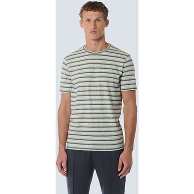 No Excess T-shirt Crewneck Melange Stripes Aqua Maat: XL | T-shirts met Print Outlet | Heren | Blauw