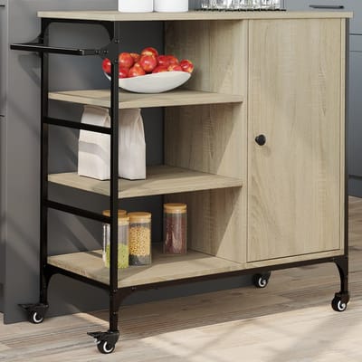 vidaXL - Keukentrolley - 87,5x38,5x84,5 - cm - bewerkt - hout - sonoma - eikenkleur