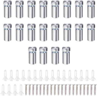 20 Stuks 12x30mm RVS Advertentieschroeven, Glazen Spijkers, Spacer Schroeven voor Bevestiging van Glas, Zilver