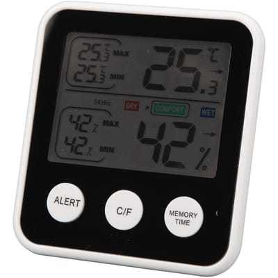 LCD Digitale Display Thermometer Hygrometer Temperatuur Vochtigheid Meter Hygrothermograaf Zwart black