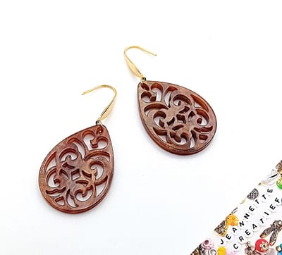 Jeannette-Creatief® - Resin - Oorbellen Resin Druppel Barok Brown Glitter - Oorbellen - Dames Oorbellen - Druppel Oorbellen - Oorhangers - Bruine Oorbellen - Oorbellen Mocha Mousse