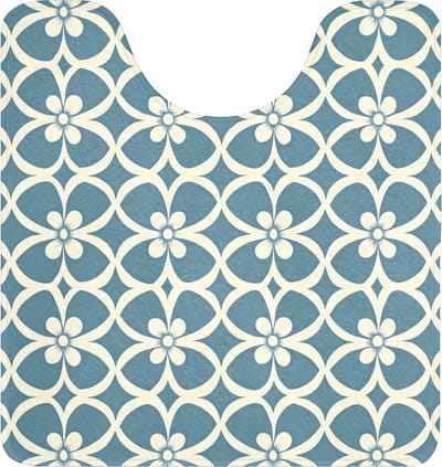 WC mat met uitsparing 55x60 cm - Antislip - Patroon - Symmetrisch - Blauw - Toiletmat met uitsnijding - Vloermat - Douchemat - Toilet tapijt - Toiletmatten