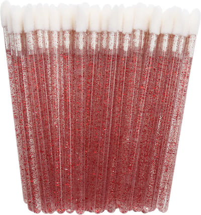 Lipgloss / Oogschaduw Borsteltjes - 10 stuks - Rood met glitter - Lipgloss applicators - brush lipstick make-up lip pluisvrij oogschaduw borsteltje