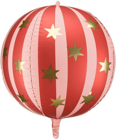 PartyDeco - Folieballon Starry Rood Circus - 50 cm