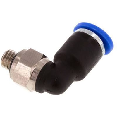 3mm x M 5 90 graden L-verbinding Messing/PA 66 Insteekfitting buitendraad Kort Draaibaar NBR [5 Stuks]