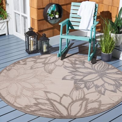Muratap Binnen en buiten rond vloerkleed floral outdoor laagpolig tapijt 120 cm rond