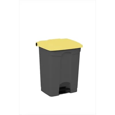 Engels Afvalbak Met Pedaal – 70 Liter, 500x410x670 Mm, Grijs Met Geel Deksel