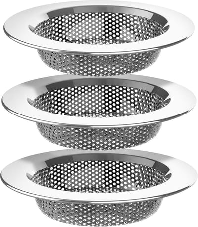 Set van 3 RVS Afvoerfilters, Vaatwasser Strainer, Haarfilter voor Keuken en Badkamer, Ideaal voor Afvoerbescherming en Voorkomen van Verstoppingen