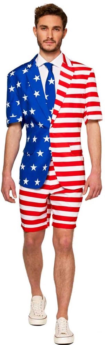 Suitmeister SUMMER USA Flag - Heren Zomer Pak - Amerika - Carnavalskleding - Gekleurd - Maat S