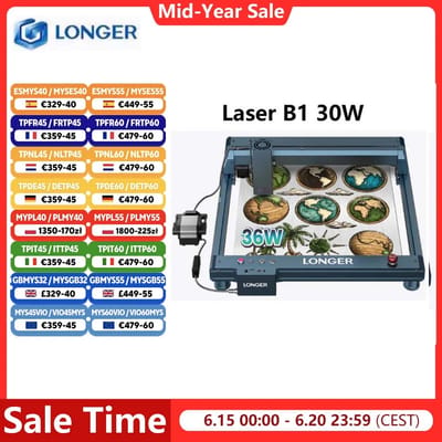Longer Langere Laser B1 30W (33-36W Ausgangs-gelicht) 6-Core diode 33-36W power laser, de lasergraveur verbetert de snijmogelijkheden LANGER Laser B1
