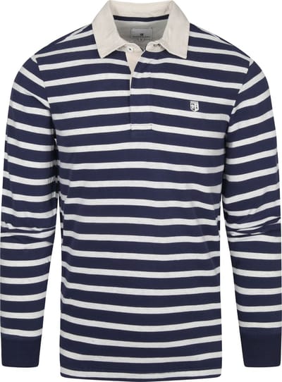 State of Art - longsleeve Rugbyshirt Donkerblauw - Modern-fit - Heren Poloshirt Maat 3XL