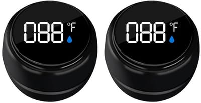 Waterthermometer - 2 stuks - Watertemperatuurmeting - Fahrenheit waterthermometer - 4,4 x 3,1 cm - Badkuipthermometer - Oplaadbaar - Drijvende waterthermometer - Geschikt voor ijsbaden en zwembaden - Zwart