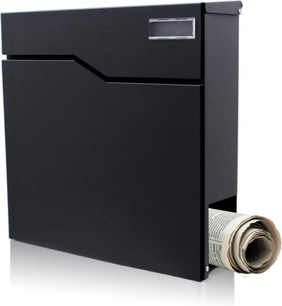 Muntel® Brievenbus - Wandbrievenbus - Hangend - Kijkvenster - Staal - Antraciet - 10,5 x 37 x 37 x cm