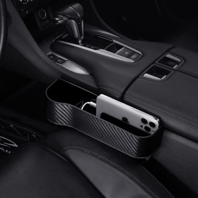 Repus - Set van 2 - Autostoel Organizer - Opbergbox - Bekerhouder - Telefoonhouder - Bijrijder - Autostoel Gap - Accesoires - Zwart