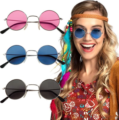 Boland - Set 3 partybrillen John - Volwassenen - 60's & 70's - Hippies & Flower Power - 60's & 70's - Hippie & Flower Power