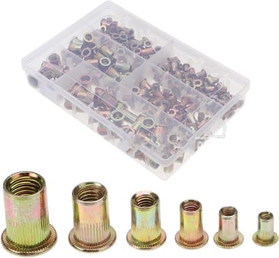 Rivet Nuts Set van 165 Stuk, Gegalvaniseerde Rivetmoeren voor Staalplaten, Houten Planken en Meubels, Ideaal voor Doe-Het-Zelf Projecten en Reparaties