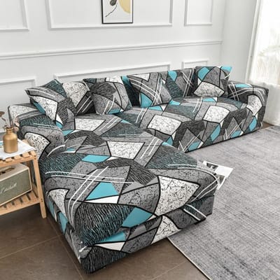 Nieuwe Stijl Bedrukte L Vorm Bankhoezen Voor Woonkamer Bankbeschermer Anti-Stof Elastische Stretch Hoezen Voor Hoekbankhoes Small 90-140cm 1PC gray