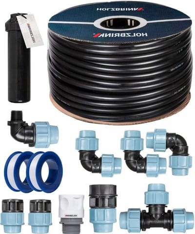 Irrigatiesysteem Gazon - Bewateringsset Tuin - Gazon Onderhoud - Pop-up Sproeier - 30 Meter Pijp - Zwart