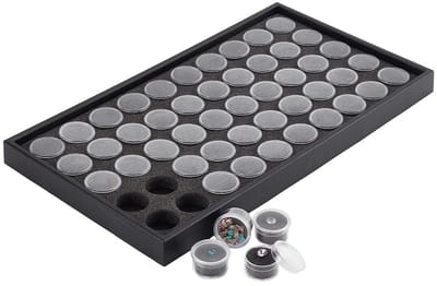 Dailygoods- Edelstenen Vitrinekast - Opbergdoos voor Sieraden - Kleine Ronde Containers - Organizer voor Verzamelobjecten - Schuim voor Bescherming - Ideaal voor Strass/Kristal - Sieradenopbergdoos