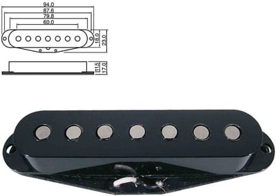 Boston PU-19-BK Stallion 7-string - vintage Alnico, zwart