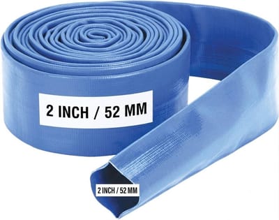 52 mm flexibele-Platte Waterslang-brandweerslang-pompslang-2 inch blauw-pvc-oprolbaar-extra dik -2"-(52mm)- per 10 meter