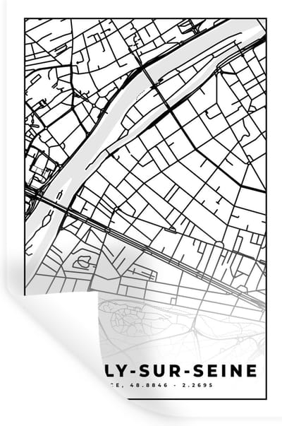 Muurstickers - Sticker Folie - Kaart - Plattegrond - Frankrijk - Stadskaart - Neuilly-sur-Seine - Zwart wit - 20x30 cm - Plakfolie - Muurstickers Kinderkamer - Zelfklevend Behang - Zelfklevend behangpapier - Stickerfolie