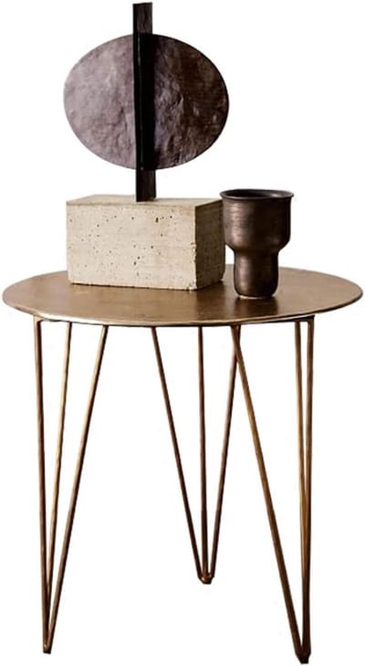 Balkon Salontafel - Ronde bijzettafel - Koffie thee moment - Stabiele metalen structuur - 50x50x50CM - Goud