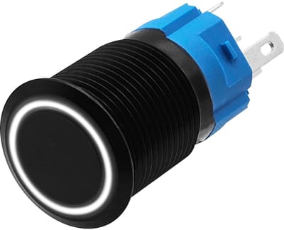 ProRide Metalen Drukschakelaar 12V ON-OFF - 16mm - Aan/uit schakelaar - Spatwaterdicht - 12V/24V - LED Indicatie Wit